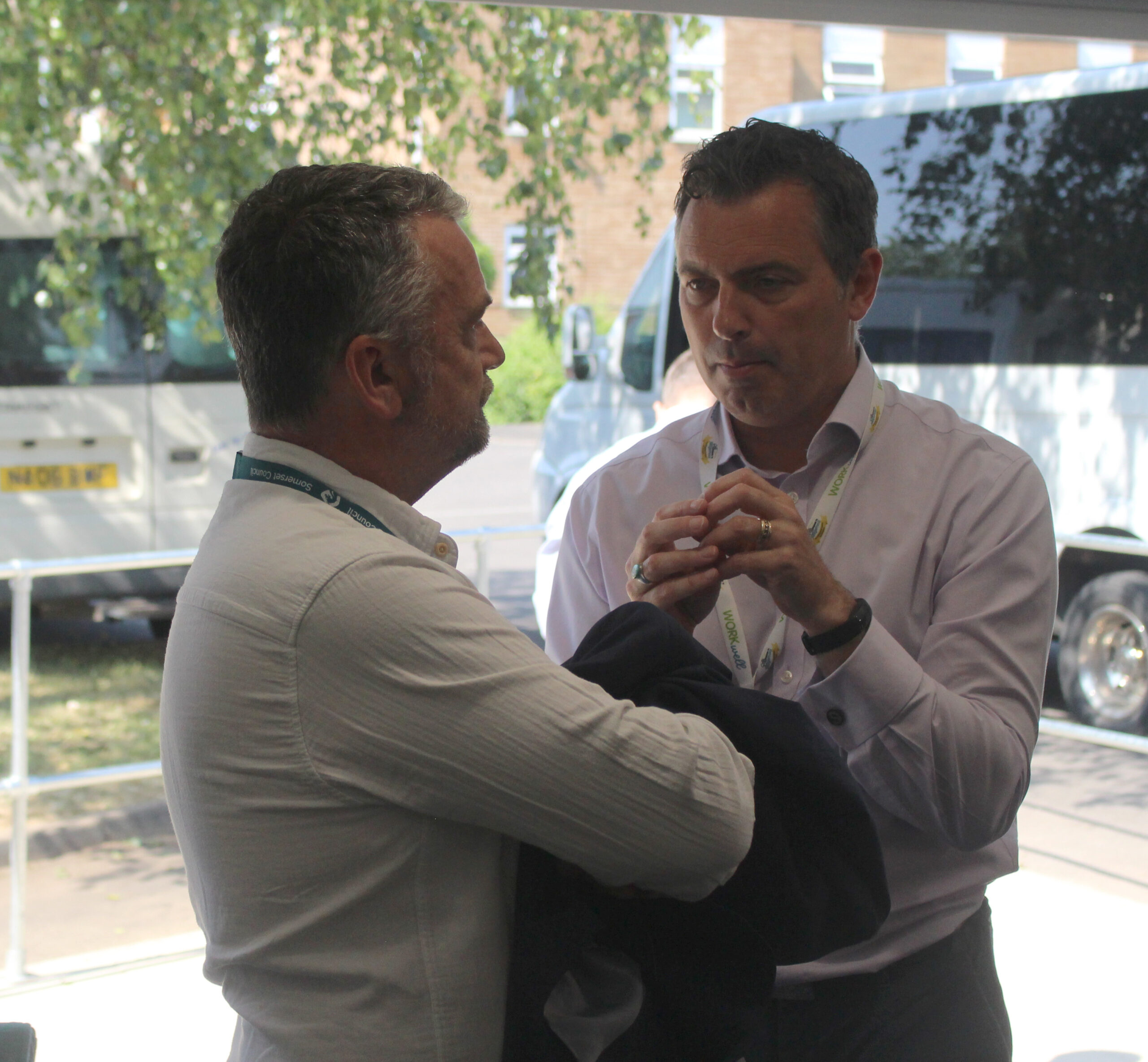Picture of two men talking